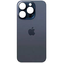 Задня кришка (скло) iPhone 15 Pro Max blue titanium (big hole) (оригінал завод)