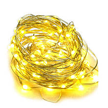 Гірлянда на батарейках 50 LED, 5м, теплий жовтий (живлення 2xAA)