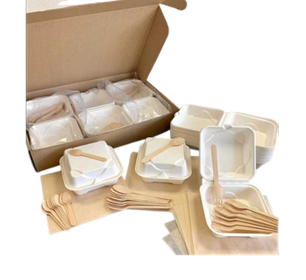 Набори ланч-боксів з цукрової тростини (багасса)