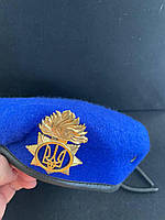 Берет капля НГУ, цвет васильковый, форменный головной убор, берет с кокардой и отбивкой