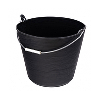 Відро будівельне, 26 л, прогумоване, іспанське, чорне з білою ручкою