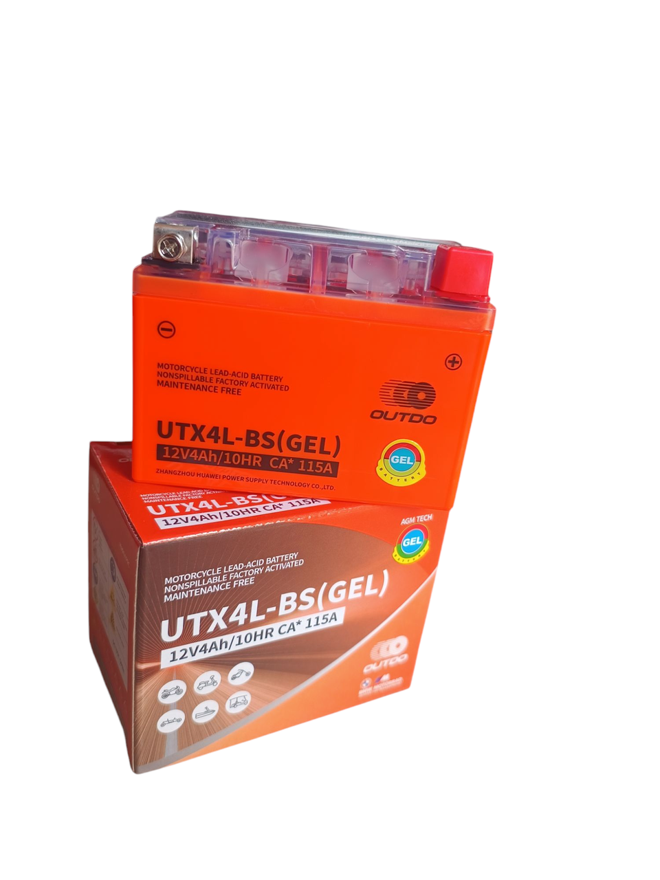 Акумулятор Outdo UTX4L-BS GEL 12V4Ah/10HR гелевий з індикатором, фото 1