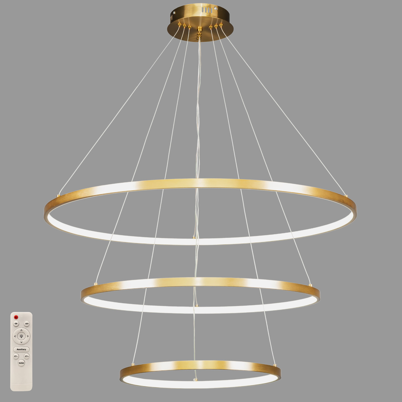 Бронзова кільцева світлодіодна подвійна люстра 40+60+80см «Circle» (52-9832-3A BRONZE LED (400+600+800))