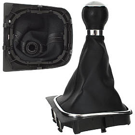 VW Golf VI 08-12 ручка перемикання передач срібло + чорний чохол з хромованою рамкою 6 передач