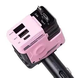 Автомобільний зарядний пристрій 4 в 1 з висувним кабелем, рожевий