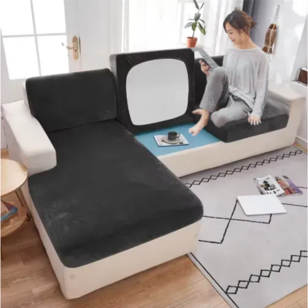 Накидки на дивані подушки Різні розміри, чохли на сидіння велюрові дивана Чорний, фото 1