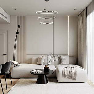 Хромова кільцева світлодіодна подвійна люстра 60+80+100см «Circle» (52-9832-3A CHROME LED (600+800+1000)), фото 2