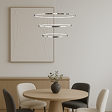 Хромова кільцева світлодіодна подвійна люстра 60+80+100см «Circle» (52-9832-3A CHROME LED (600+800+1000)), фото 3