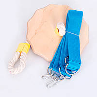 Качеля дитяча з дерева тарзанка спортивна підвісна «ЕЛІТ ЛАК», в подарунок фірмовий ранець Among Us