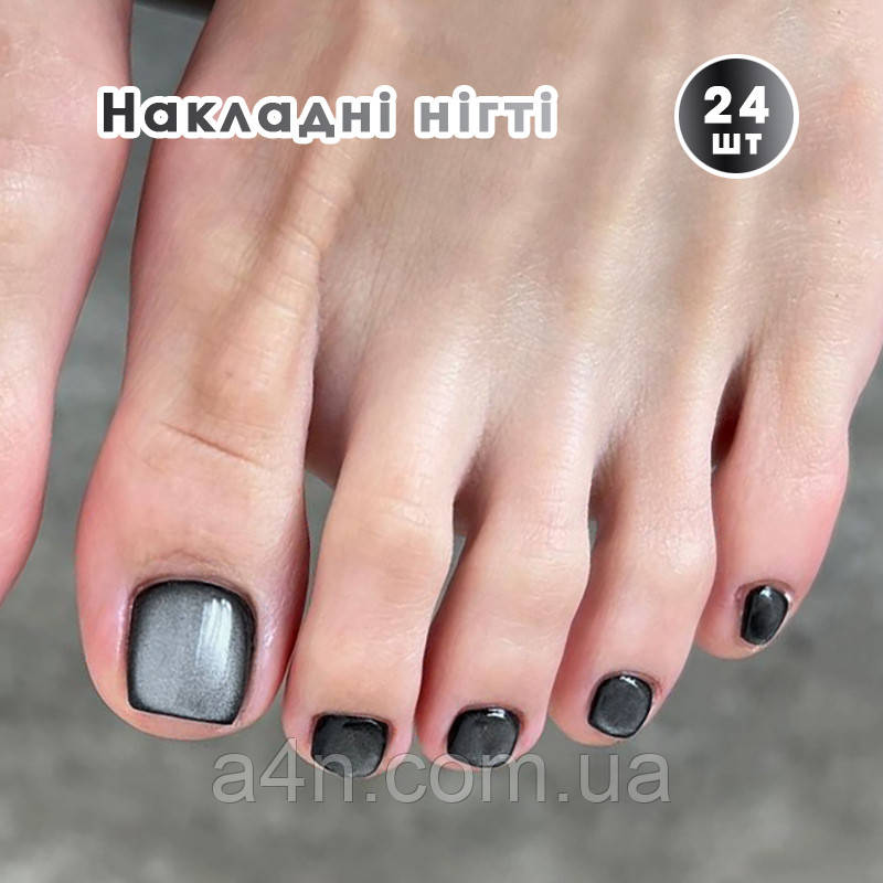 Накладні нігті 24 шт. котяче око + клей, типси для пальців ніг