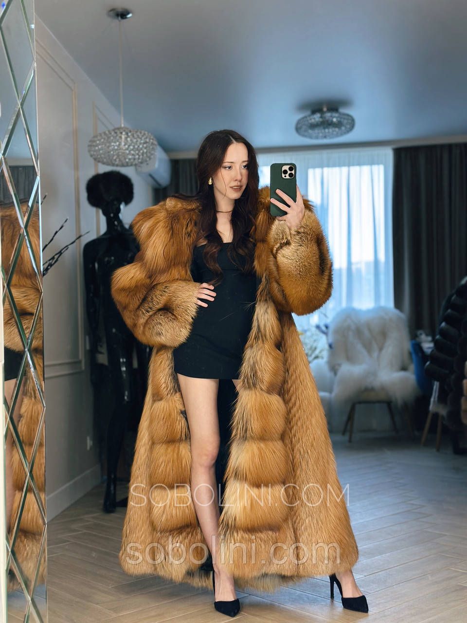 Шуба довга з лисиці Red Fox трансформер