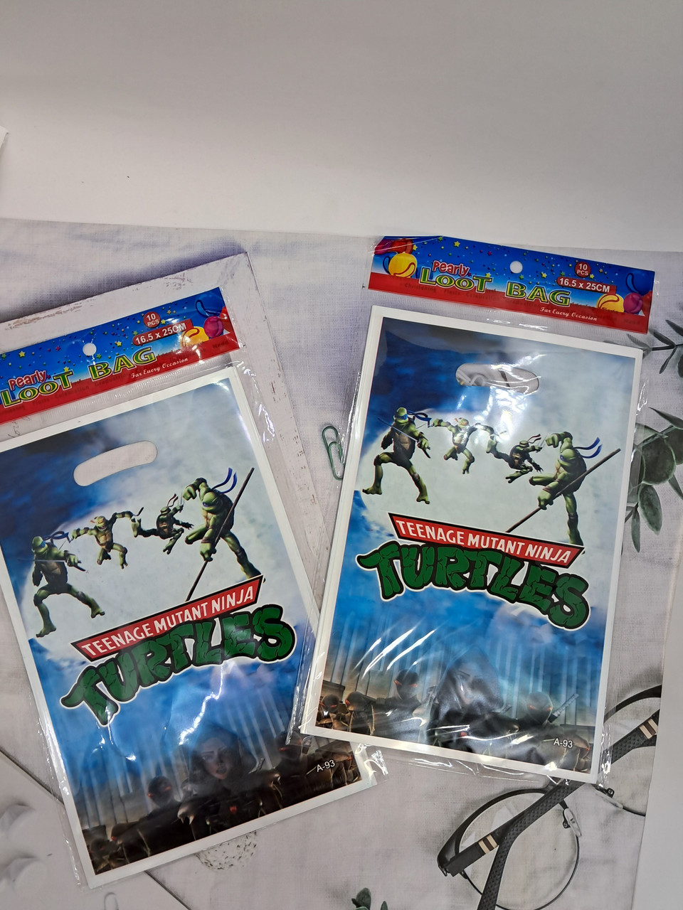 Поліетиленовий пакет подарунковий 16*24 см 10 штук Черепахи Нінзя, фото 1