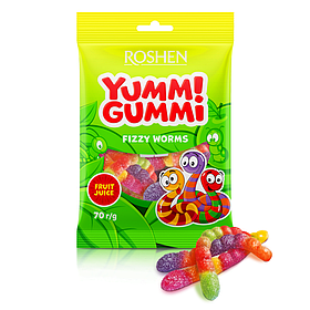 Желейні цукерки Roshen Yummi Gummi кислі черв’ячки 70г