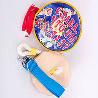 Качеля дитяча з дерева тарзанка спортивна підвісна «ЕЛІТ ЛАК», в подарунок фірмовий ранець Синій Маник