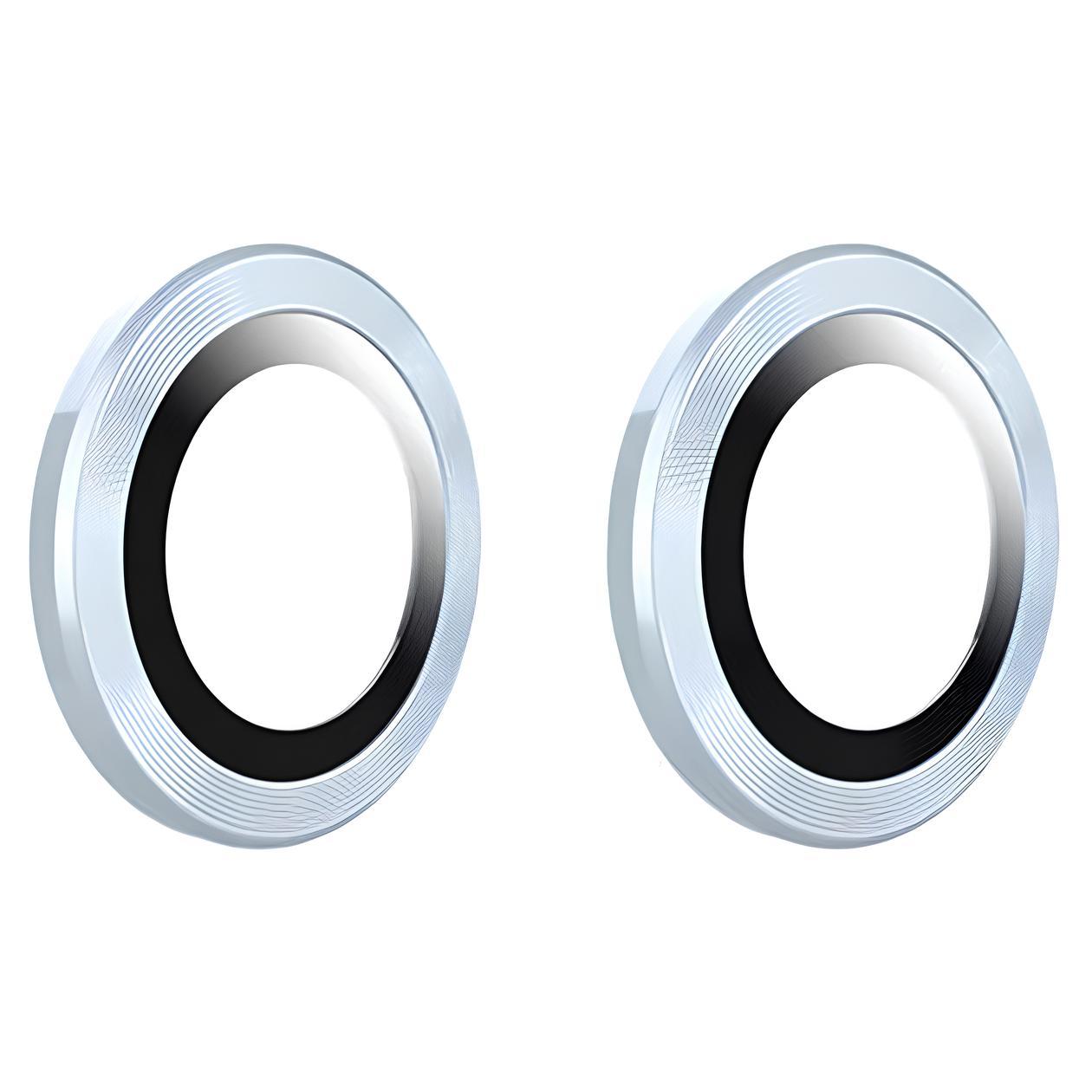 Скло камери iPhone 15/ iPhone 15 Plus з рамкой blue (комплект 2шт)