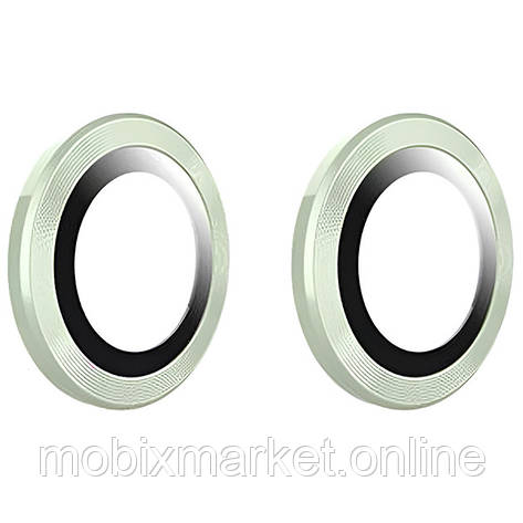 Скло камери iPhone 15/ iPhone 15 Plus з рамкой green (комплект 2шт), фото 1