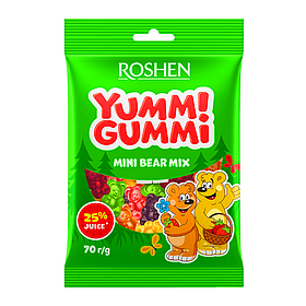 Желейні цукерки, Roshen, Yummi Gummi, Mini Bear Mix, ВКФ, 70г, 22шт/ящ, Україна