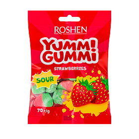 Желейні цукерки Roshen Yummi Gummi Кисла полуниця 70г