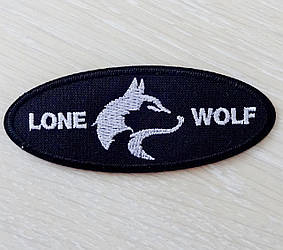 Термоаплікація спортивна LONE WOLF 10.8см*4.3см чорна з білим