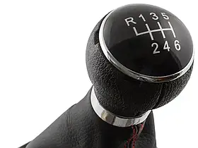 VW Jetta 06-12 ручка перемикання передач + чорний чохол з червоною ниткою і хромованою рамкою 6 передач