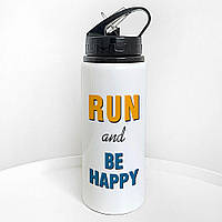 Пляшка для води з трубочкою Run and be happy 600 мл (PLV_25A060)