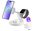 Бездротова зарядна станція 3 в 1 для iPhone, Apple Watch, AirPods MagSafe з адаптером 30Вт, фото 3