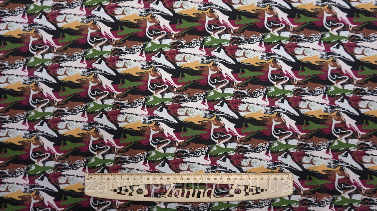 Тканина стрейч-кулір (Супрем) різнокольоровий "Shark", фото 1