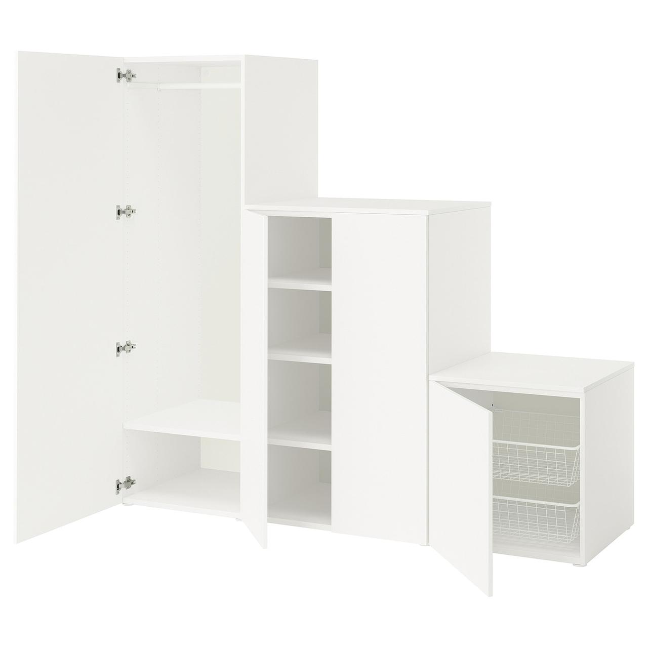 PLATSA Шафа 4 дверна - білий/Фоннес білий 200x57x181 см IKEA 395.866.89, фото 1