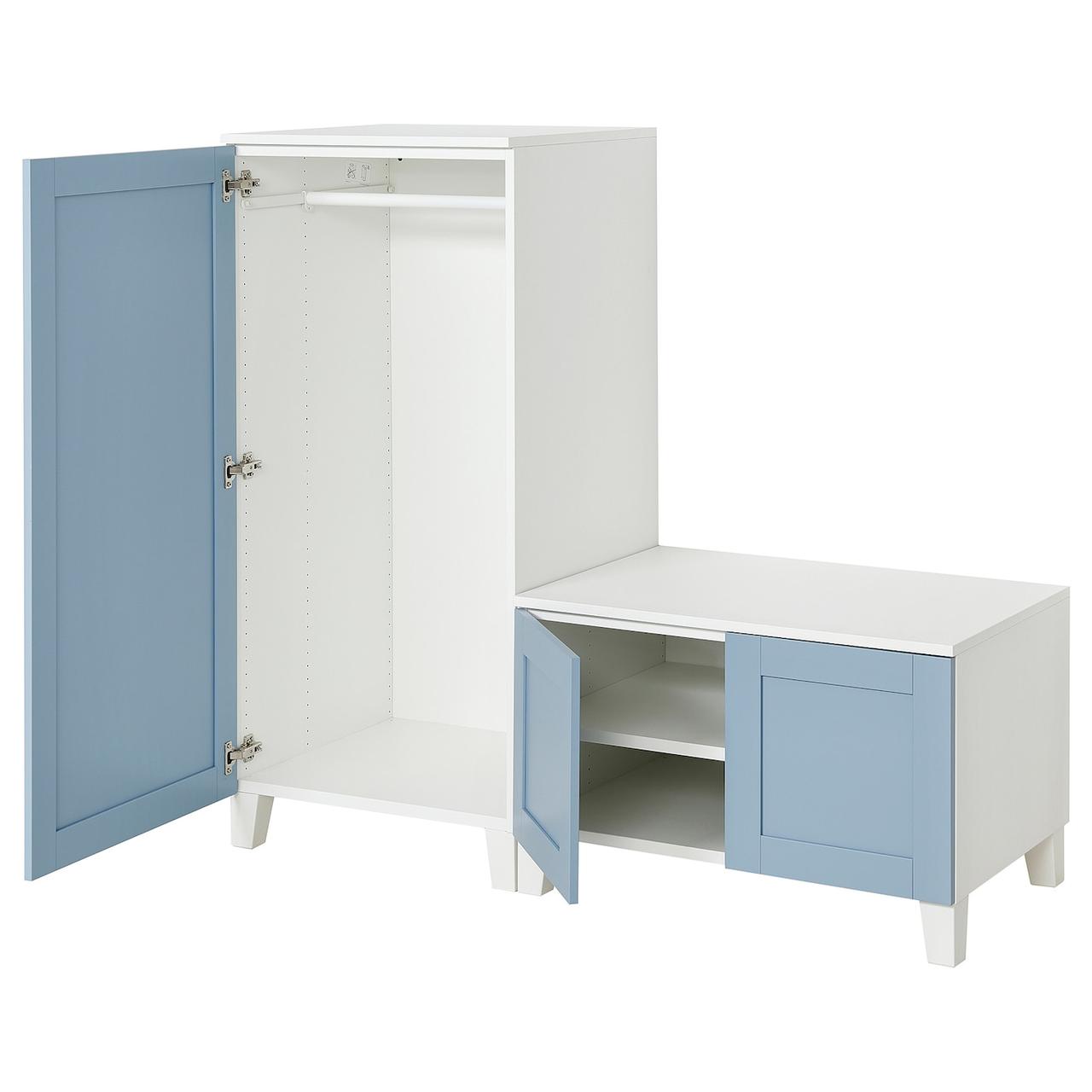 PLATSA 3-дверна шафа - білий/Санідал синій 140x57x133 см IKEA 995.557.22, фото 1
