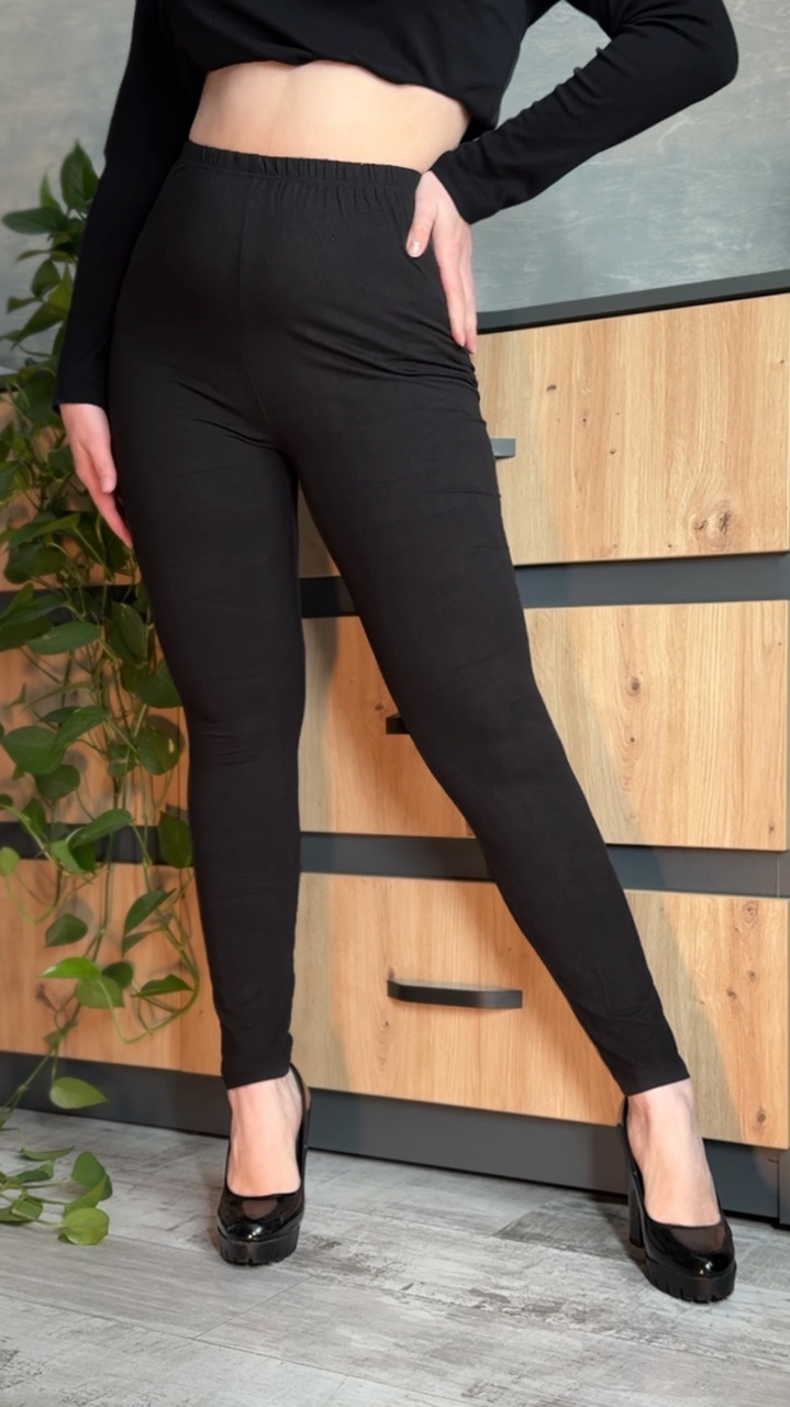 Лосини жіночі трикотажні у великих розмірах 2XL — 7XL Легінси чорні батал Tovta (Угорщина)