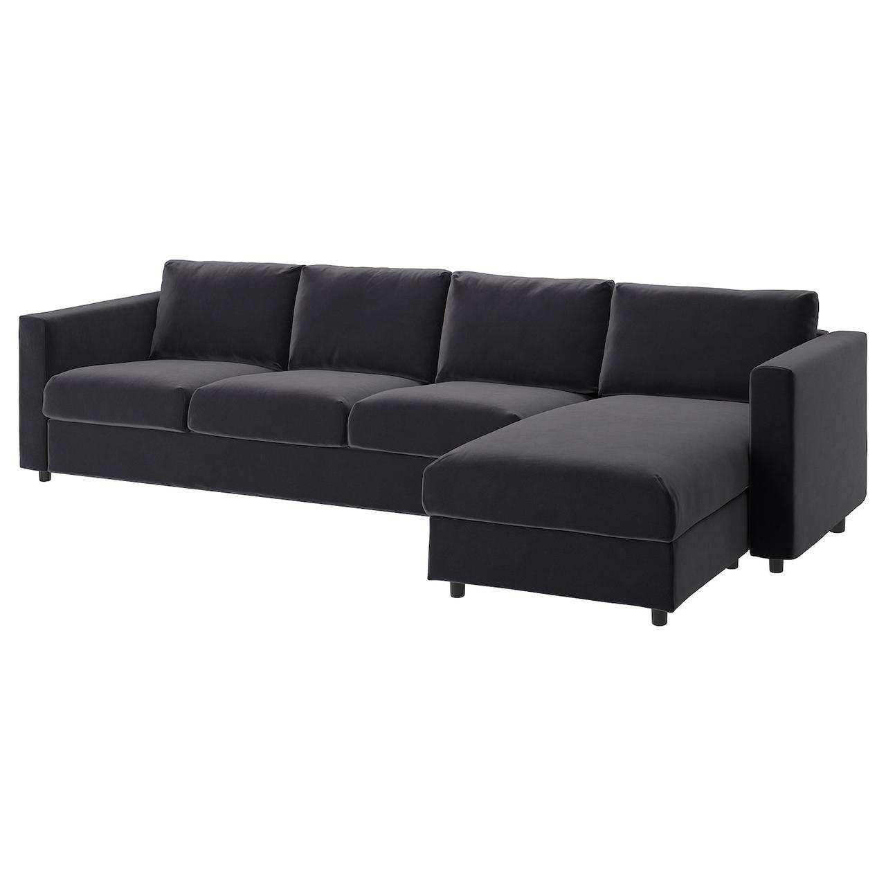 VIMLE Чохол на 4-х місний диван - з шезлонгом/Djuparp темно-сірий IKEA 594.335.82, фото 1