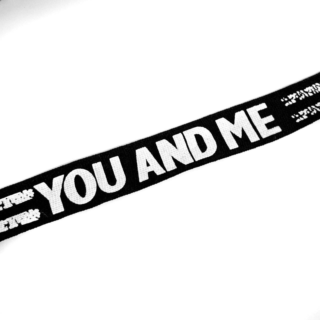 Трикотажна тасьма лампас 2,5см білий принт на чорному, фото 1