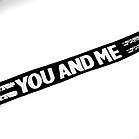 Трикотажна тасьма лампас 2,5см білий принт на чорному