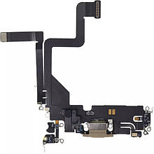 Шлейф iPhone 14 Pro Max з роз`ємом зарядки, аудіо та мікрофоном gold (Original PRC)