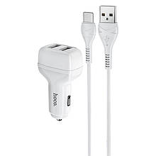 АЗП HOCO Z36 2USB + кабель Type-C white