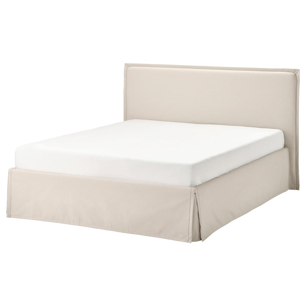 TARNKULLEN Каркас ліжка з оббивкою - Vissle beige/LurOy 140x200 см IKEA 795.643.60