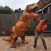Надувний костюм Тіранозавра RESTEQ Хелловін Аніме Косплей, костюм динозавра T-Rex, тиранозавр (коричневий)