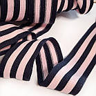 Трикотажна тасьма лампас 3,5см смугаста темно-синя з рожевим