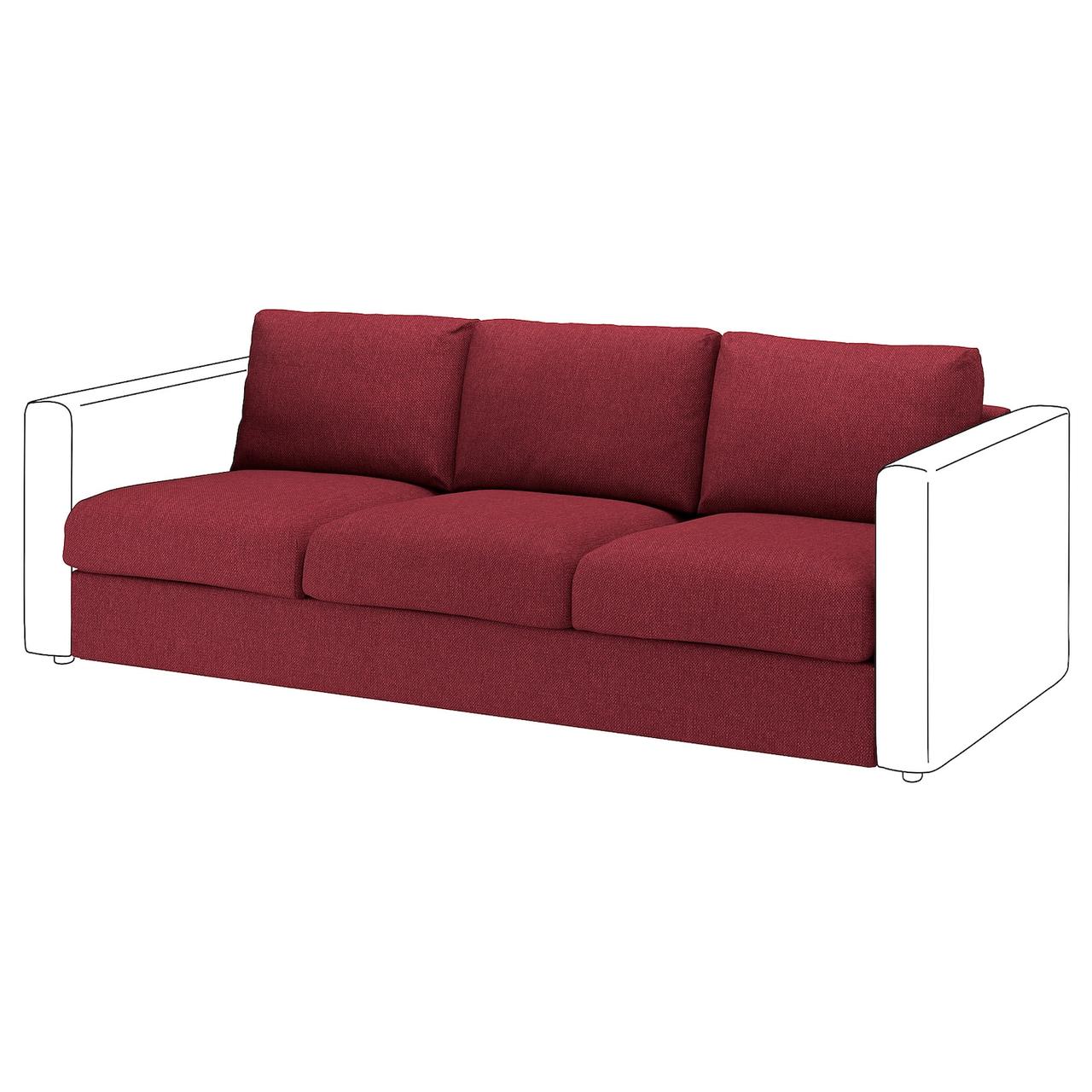 VIMLE Чохол для 3-місної секції - Lejde червоний/коричневий IKEA 305.205.70, фото 1