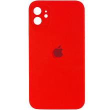 Silicone case for iPhone 11 (14) Red (квадратний) square side