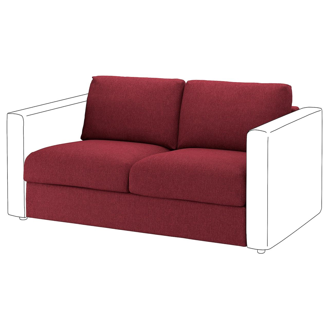 VIMLE Чохол на 2-місну секцію - Lejde червоний/коричневий IKEA 305.205.65, фото 1