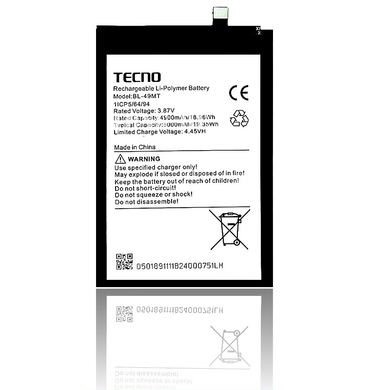 АКБ Tecno Pop 4 Pro/Pop 5/Spark 7 Go/Spark 8C/Spark 9 Pro/Camon 19 Pro (Ci8N) (BL-49MT) (оригінал 100%, тех.