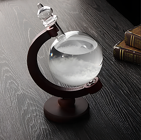 Барометр Штормгласс RESTEQ великий глобус-крапля на дерев’яній підставці, провісник погоди та стильний елемент інтер’єру