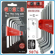 Набір ключів шестигранних (HEX) Г-подібних 7 од. (1.5-6 мм) Force 5076 F, фото 3