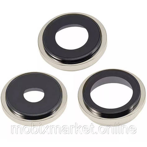 Скло камери iPhone 15 Pro з рамкою natural titanium (комплект 3шт), фото 1