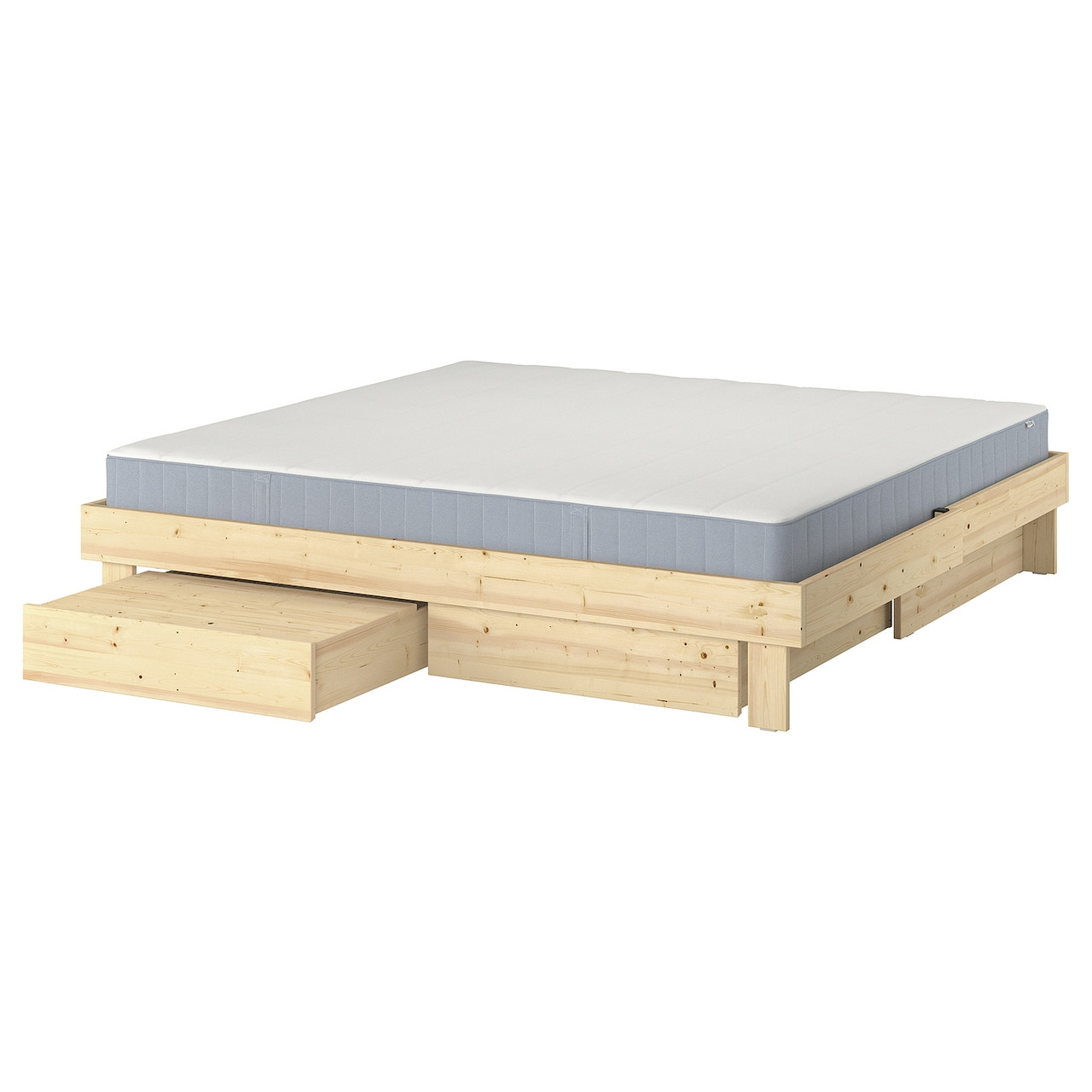GLAMBERGET Каркас ліжка з контейнером і матрацом - сосна/VesterOy жорсткий 160x200 см IKEA 495.684.87