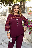 Ошатний стильний жіночий брючний костюм-двійка батал: блузка + штани (р.50-60). Арт-4697/28, фото 2