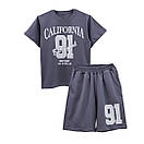 Комплект підлітковий футболка і шорти для хлопчика California 91 стрейч-кулір, фото 2