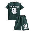 Комплект підлітковий футболка і шорти для хлопчика California 91 стрейч-кулір, фото 4