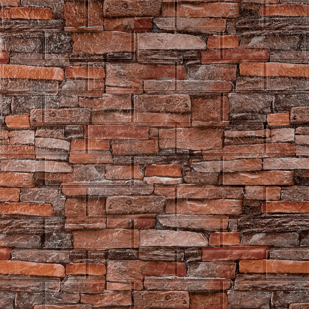 Самоклеючі 3д панелі на стіну під Катеринославську цеглу 700x770x5 мм, Червоний піщаник (058), фото 1